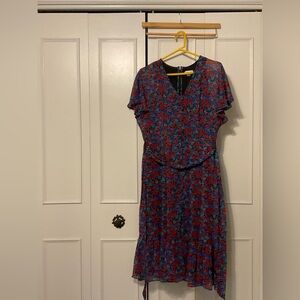 Floral Blue and Red Dress